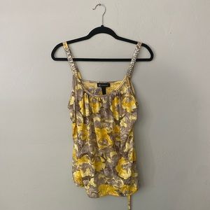 Gold and brown INC Women’s top with rhinestone attachments